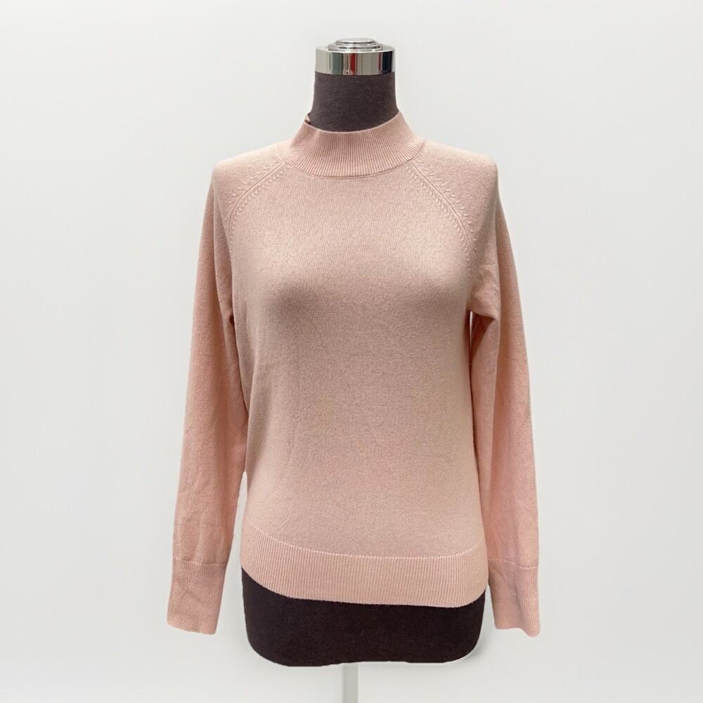 Everlane 100% Cashmere Sweater Women's XS Peach Knit Mock Neck Raglan - Flaw
